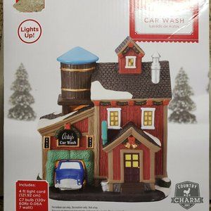 Holiday Time Vintage Christmas Village Car Wash Light up House Country Charm